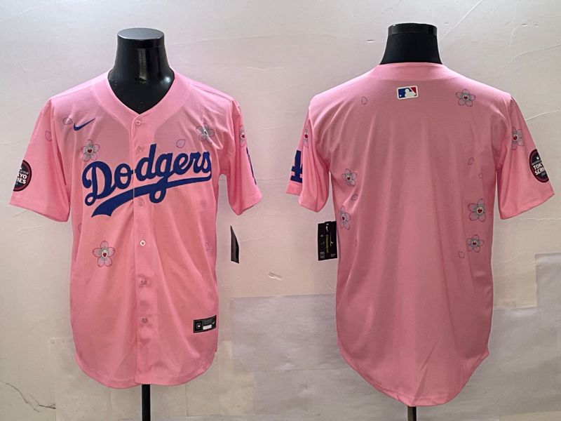 Men Los Angeles Dodgers Blank Pink Sakura Edition 2025 Nike MLB Jersey style 1->los angeles dodgers->MLB Jersey